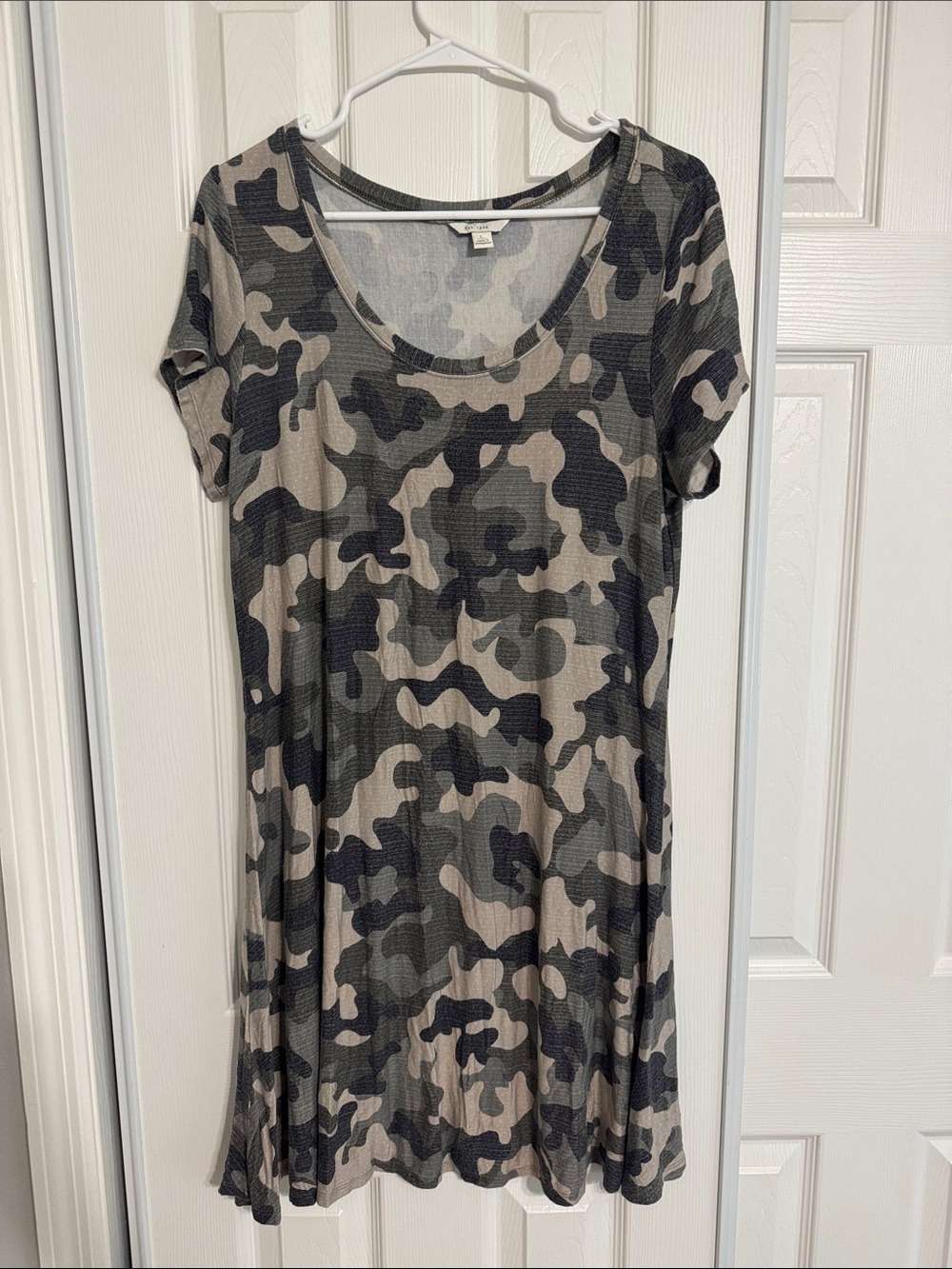 Casual Camo T-Shirt Women's Dress - Olive/Gray